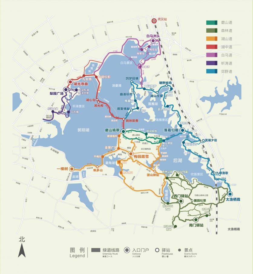 武汉东湖绿道线路图 这份高清路线图值得收藏